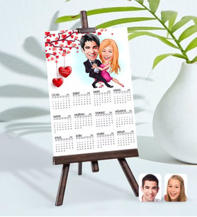BK Gift Kişiye Özel 15x21 cm Fotoğraf Kartlı Sevgililer Karikatürlü Şövaleli 2024 Takvim -13 (Beyaz)