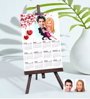 BK Gift Kişiye Özel 15x21 cm Fotoğraf Kartlı Sevgililer Karikatürlü Şövaleli 2024 Takvim -13 (Beyaz)