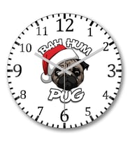 Bah Hum Pug Christmas Duvar Saati Bombeli Gercek Cam