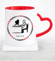 BK Gift Kişiye Özel Mesleki Sistem Mühendisi Kırmızı Kalpli Kupa Bardak  1