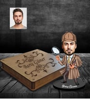 Kişiye Özel Müfettiş Karikatürlü Ahşap Biblo Kutulu Bay-1