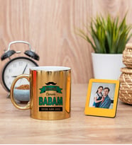 Canım Babam Gold Kupa Bardak ve Sarı Mini Fotoğraf Çerçevesi