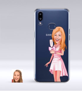 BK Gift Kişiye Özel Bayan Karikatürlü Samsung Galaxy A10s İnce Şeffaf Silikon Telefon Kapağı-41 (Beyaz)
