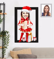 Kişiye Özel Yılbaşı Bayan Karikatürlü 3D Ahşap Tablo 30x47 Model-4