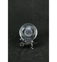 Standlı  Kristal Satürn Kızlı Cam Küre (Gümüş)