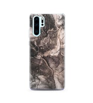 Gri Mermer Tasarımlı Süper Şeffaf Silikon Telefon Kılıfı Huawei P30 Pro 