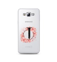 Pembe Çiçekli Harf Tasarım Süper Şeffaf Silikon Telefon Kılıfı Samsung E7 J-Harf