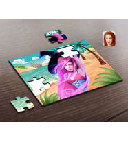 BK Gift Kişiye Özel Kadın Cadı Karikatürlü Ahşap Puzzle-4