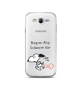 Snoopy Tasarımlı Süper Şeffaf Silikon Telefon Kılıfı Samsung Grand Neo