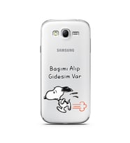Snoopy Tasarımlı Süper Şeffaf Silikon Telefon Kılıfı Samsung Grand Neo