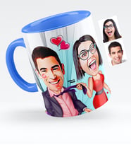BK Gift Kişiye Özel Sevgililer Karikatürlü Mavi Kupa Bardak  4