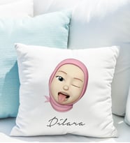 Emoji Kız Tesettürlü Stiker Yastığı Kişiye Özel