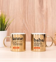 Anne Baba Kelime Anlamı İkili Gold Kupa Bardak