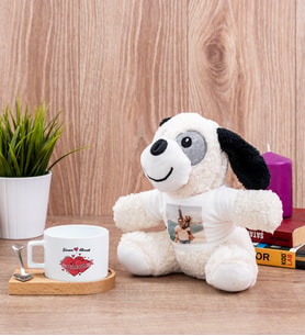 Sevgiliye Hediye Tarihli ve İsimli Fincan ve Peluş Köpek