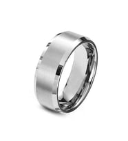 Chavin 6 mm Orta Kısmı Mat Çelik Unisex Yüzük cd76 (Gri)
