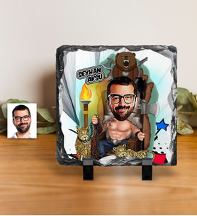 BK Gift Kişiye Özel Bay Viking Karikatürlü Dekoratif Doğal Taş