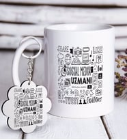 BK Gift Kişiye Özel Mesleki Sosyal Medya Uzmanı Beyaz Kupa ve Anahtarlık Hediye Seti-2 (Model 1)