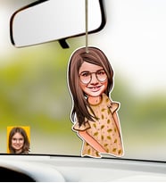 BK Gift Kişiye Özel Kız Çocuk Karikatürlü Ahşap Araba Dikiz Ayna Süsü-8 (Çok Renkli)