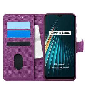 Microsonic Realme 6i Kılıf Fabric Book Wallet Mor