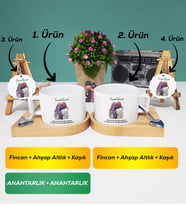 İkili Arkadaşa Hediye Yan Yana Kısa Kupa Bardak Anahtarlık