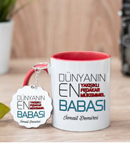 Dünyanın En İyi Babası Kırmızı Kupa Ve Anahtarlık Set