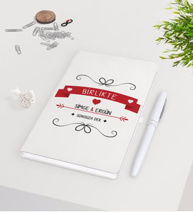 BK Gift Kişiye Özel Sevgililer Günü Beyaz Defter Kalem Seti-44