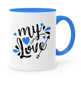 BK Gift Kişiye Özel Aşkım Mavi Kupa Bardak  1