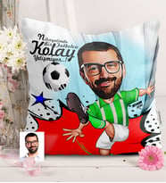 BK Gift Kişiye Özel Bay Futbolcu Yeşil Beyaz Karikatürlü  Yastık  1