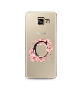 Pembe Çiçekli Harf Tasarım Süper Şeffaf Silikon Telefon Kılıfı Samsung A3 (2017)