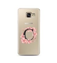 Pembe Çiçekli Harf Tasarım Süper Şeffaf Silikon Telefon Kılıfı Samsung A3 (2017)