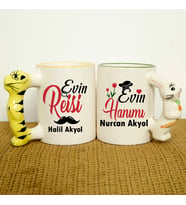Evin Reisi Evin Hanımı Kaplan Ve Tavşan Figürlü 2'Li Kupa
