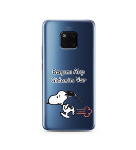 Snoopy Tasarımlı Süper Şeffaf Silikon Telefon Kılıfı Huawei Mate 20 Pro 