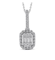 Modern Tasarım 0.25 Ct Baget Kare Tektaş Kolye