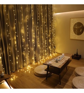 8 Fonksiyonlu 200 Led 10 Saçak Şerit Led 2x2 Perde İp Led  (Gün Işığı) (Karışık)