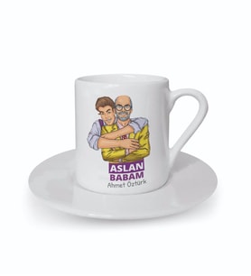 Kişiye Özel Aslan Babam Tasarımlı Türk Kahvesi Fincanı