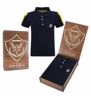 Fenerbahçe Lisanslı Polo Yaka Çocuk T-Shirt Kişiye Özel Hediyelik Ahşap Kutulu (Lacivert)