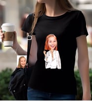 BK Gift Kişiye Özel Bayan Model Karikatürlü Siyah T-Shirt