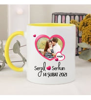Sevgililere Özel Resimli Kupa Bardak (Sarı)
