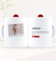 BK Gift Kişiye Özel Fotoğraflı Amca Anlamı Beyaz Kupa Bardak - 2 (Siyah)