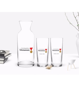 BK Gift Kişiye Özel Renkli Baskılı Kahramanmaraş Tasarımlı Turistik İkili Rakı Bardağı ve Karaf Hediye Seti-1 (Model 1)
