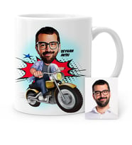 BK Gift Kişiye Özel Motorcu Karikatür Beyaz Kupa Bardak