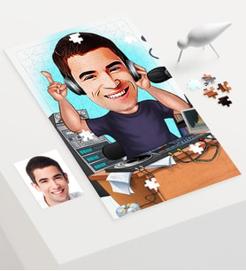 BK Gift Kişiye Özel Bay Radyocu Karikatür 240 Parça A3 Puzzle  1