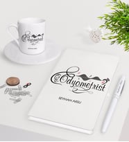 BK Gift Kişiye Özel Odyometrist Beyaz Defter Kalem Türk Kahvesi Fincanı Seti (Model 1)