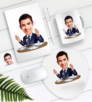 BK Gift Kişiye Özel Bay Sunucu Spiker Karikatürlü Defter Kalem Kupa Mouse Pad Seti (Model 1)