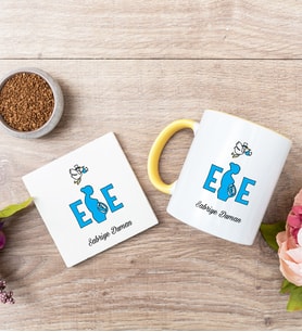 Ebe Sarı Kupa Bardak Ve Bardak Altlığı Seti