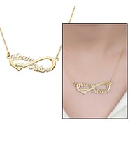 Kişiye Özel İsim Yazılı Gold Renk 925 Ayar Gümüş Sonsuzluk Kolye (Çok Renkli)