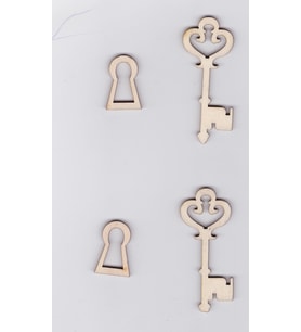 10 Paket Lazer Kesim Ahşap Obje Anahtar