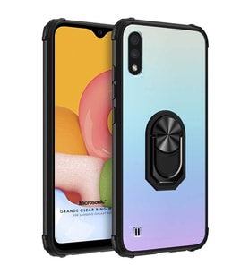 Microsonic Samsung Galaxy A01 Kılıf Grande Clear Ring Holder Siyah