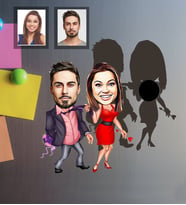 Kişiye Özel Sevgili Karikatürlü Ahşap Magnet Model 6