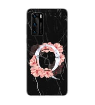 Mermer Çiçekli Harf Tasarım Süper Şeffaf Silikon Telefon Kılıfı Huawei P40 Pro Q